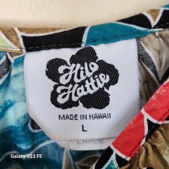 Hilo Hattie Floral Maxi Dress Women Size L Multicolor Tropical Hibiscus Ruffle - Picture 5 of 10